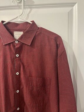 Billy Reid Red Micro-Check Button-Down Shirt